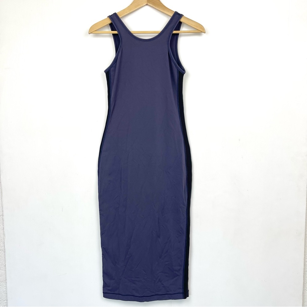 RARE Lululemon Lab Noir Bodycon Midi Dress Cadet Blue - Picture 3 of 13
